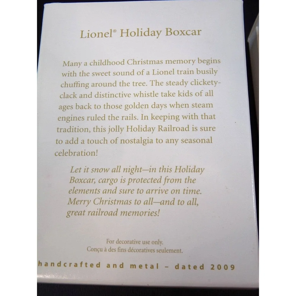 Hallmark Ornament 2009 Lionel Holiday Red Mikado Locomotive Tender & Boxcar (3)